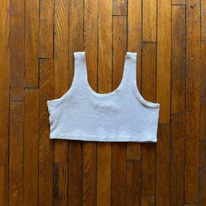 Weekday Crop Tank Top Women Large White Eggshell‎ Essential